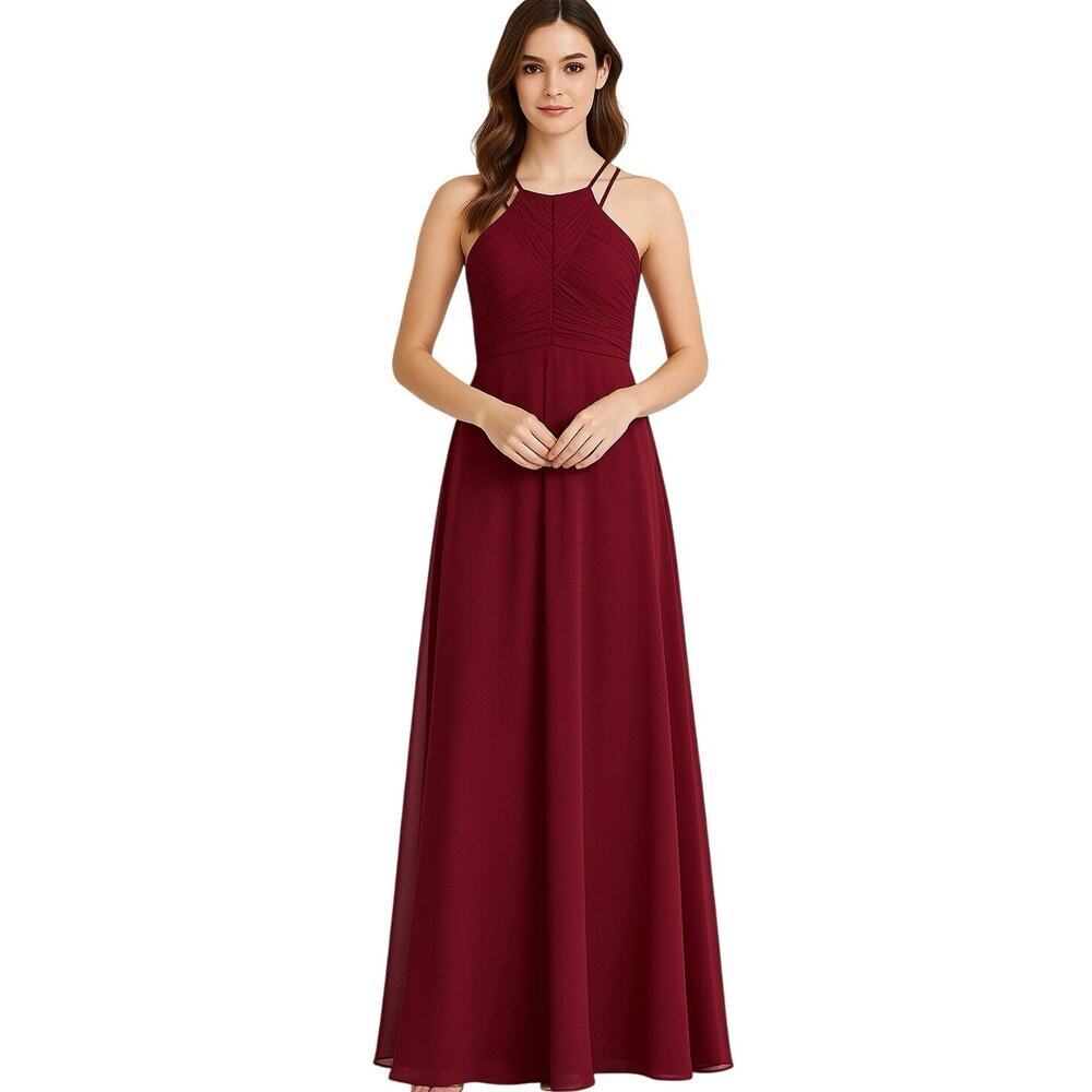 Azazie Chiffon Maxi Gown Sz A6(US 6-8)Cabernet/Burgundy Formal/Bridesmaid Dress
